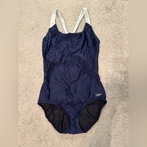 White & Navy Women’s One Piece Speedo